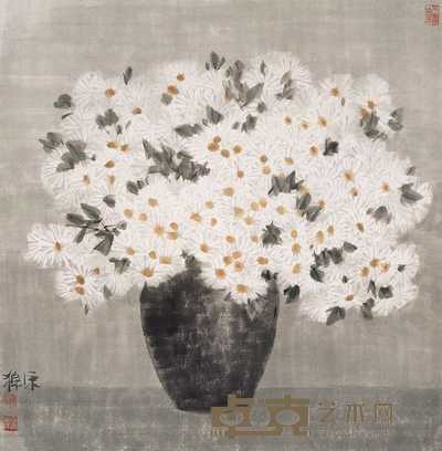 宋涤 瓶花 镜心 69×66cm